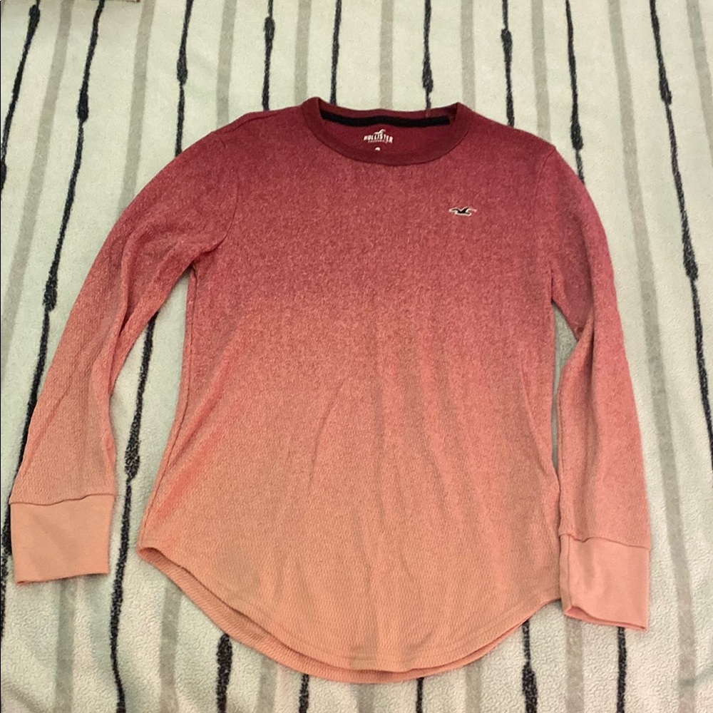 NWOT Hollister Pink/Red Ombre Long Sleeve Shirt